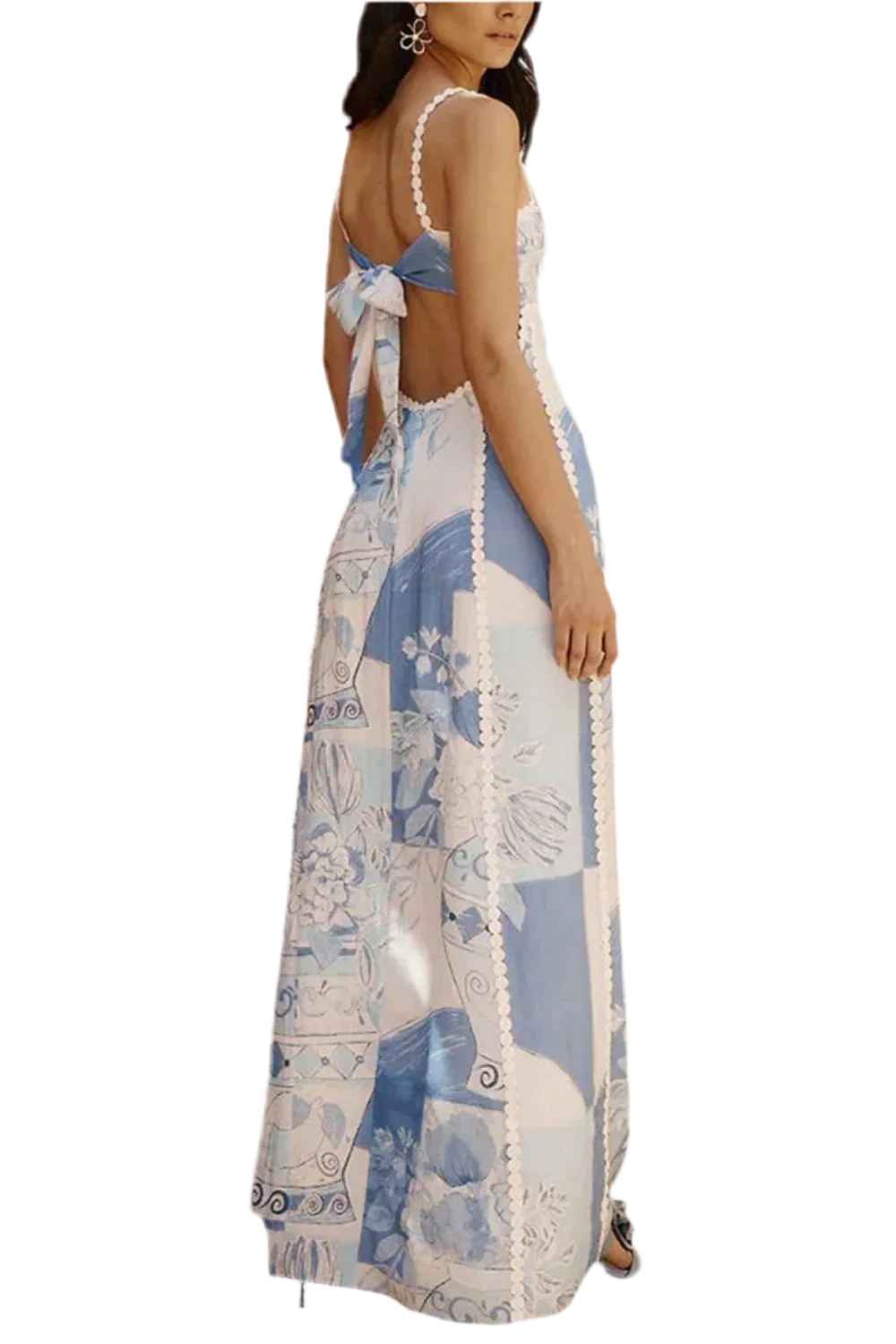 Printed Square Neck Maxi Dress - Alluring Design - minbolu -