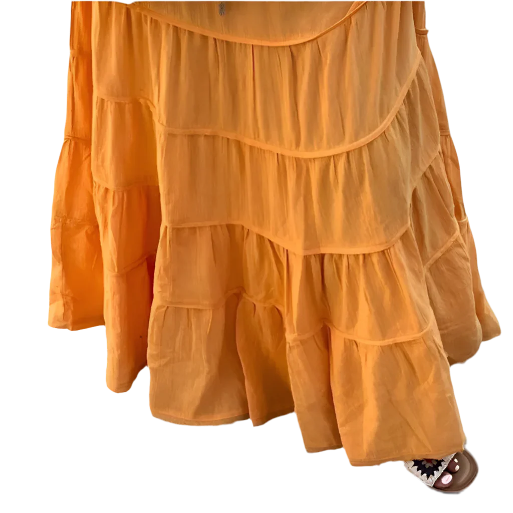 Boho Chic Tiered Maxi Skirt - Tangerine - minbolu -