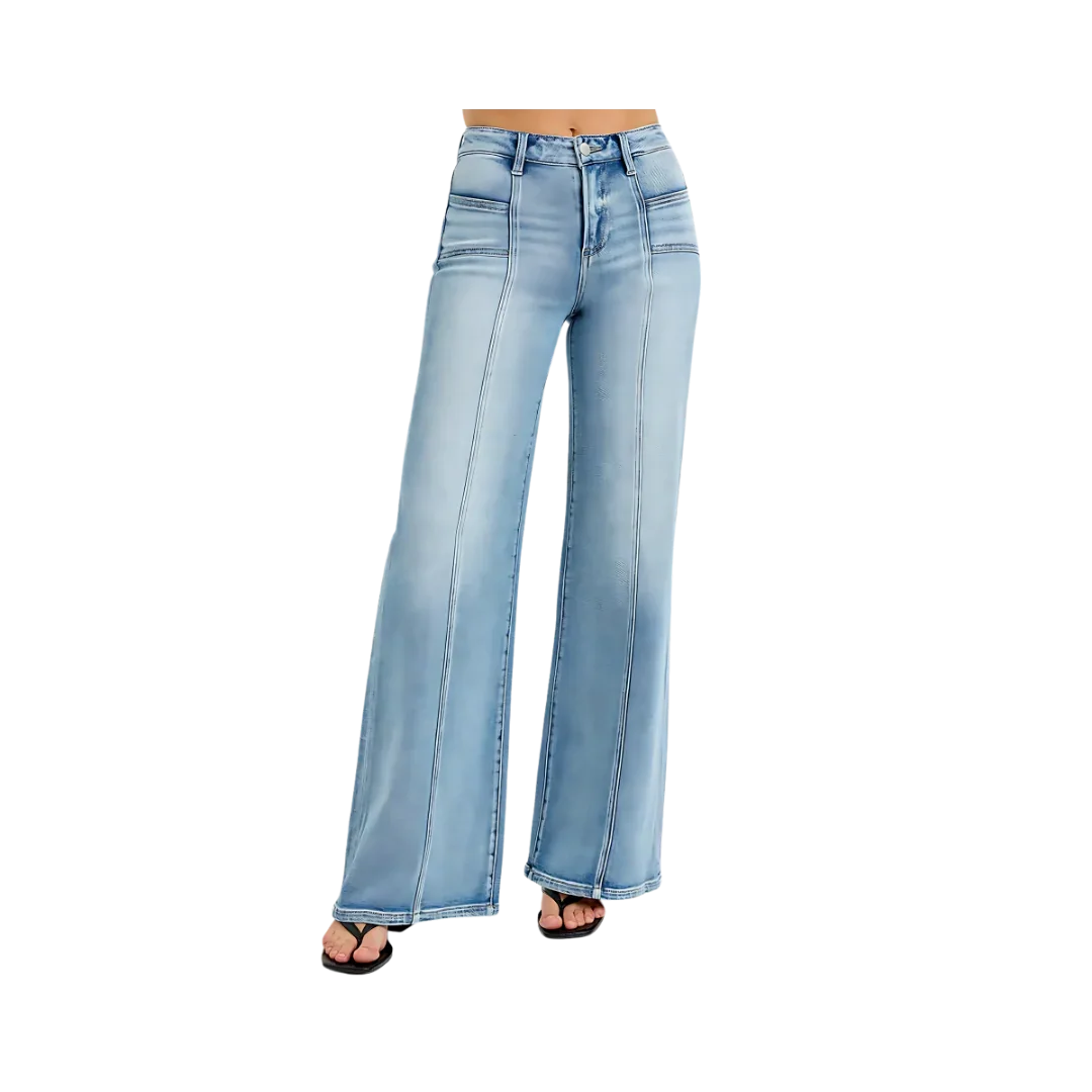 RISEN Wide Leg Jeans | Plus Size Fashion - minbolu -
