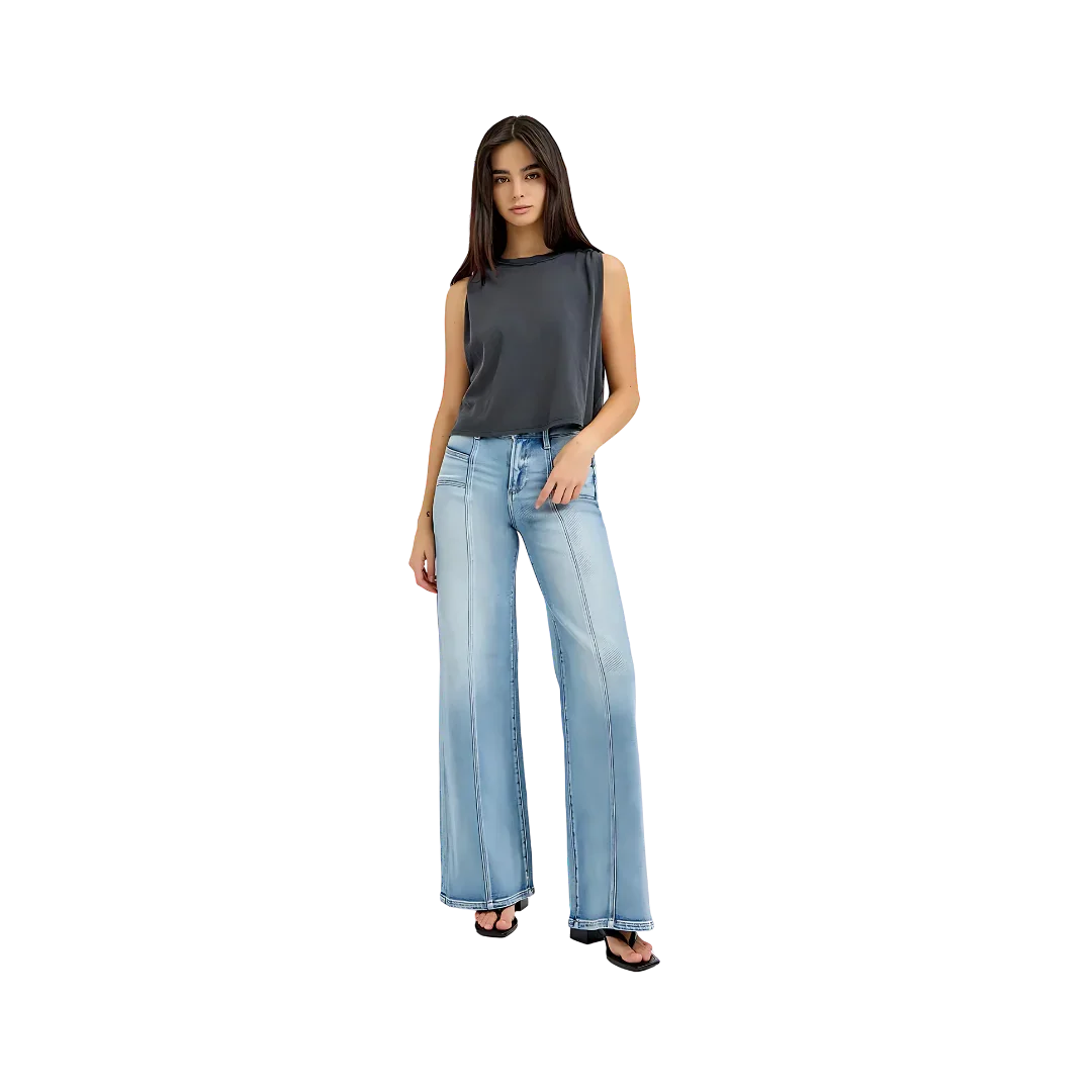 RISEN Wide Leg Jeans | Plus Size Fashion - minbolu -
