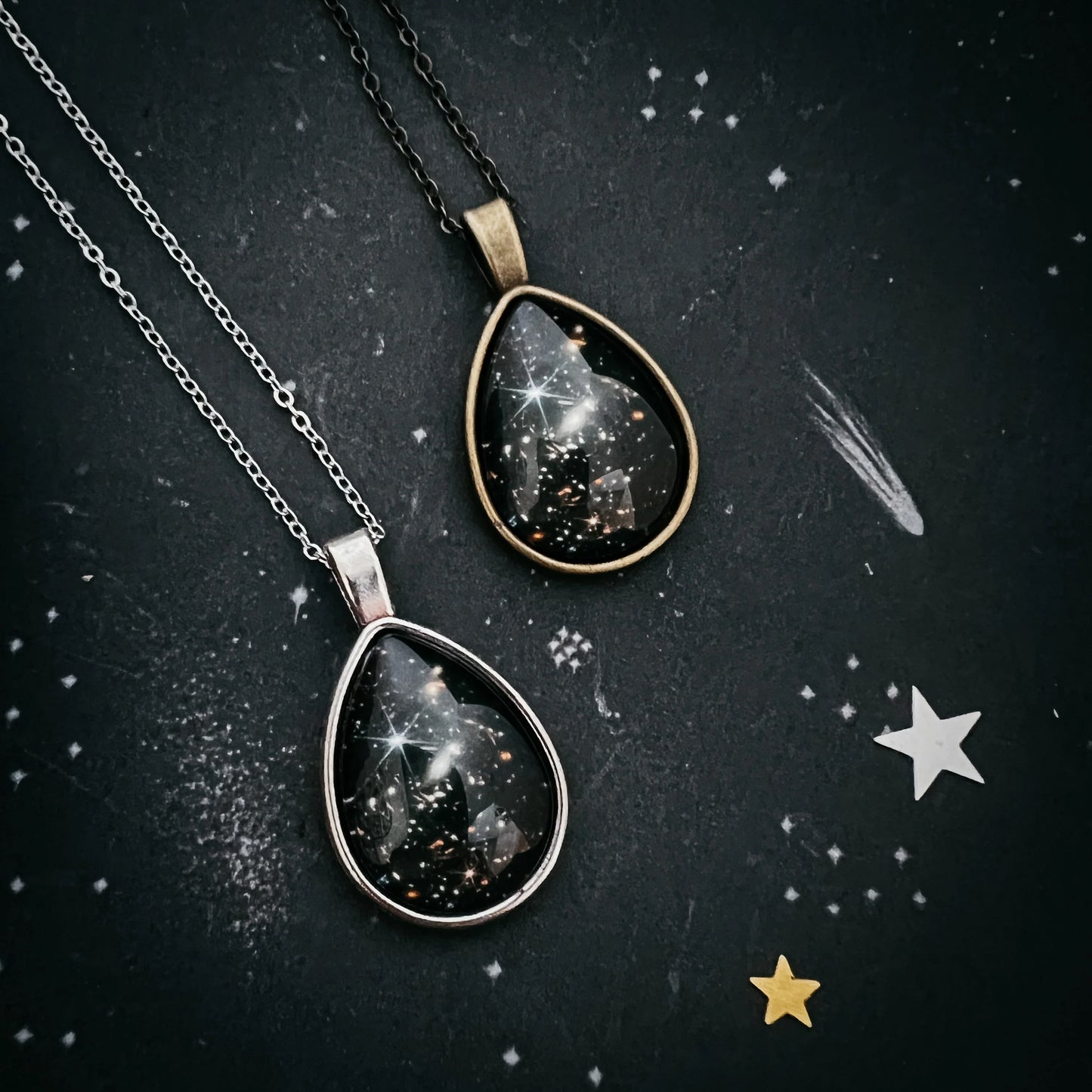 JWST Deep Field Drops in Cosmic Ocean Teardrop Necklace - minbolu -