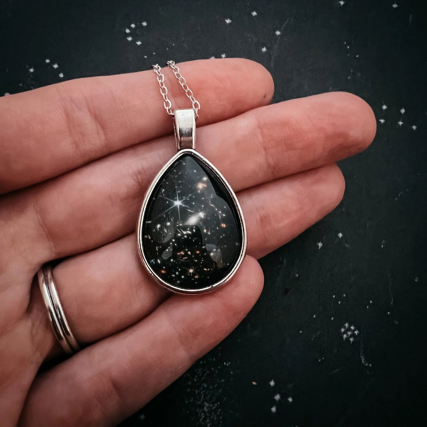 JWST Deep Field Drops in Cosmic Ocean Teardrop Necklace - minbolu -