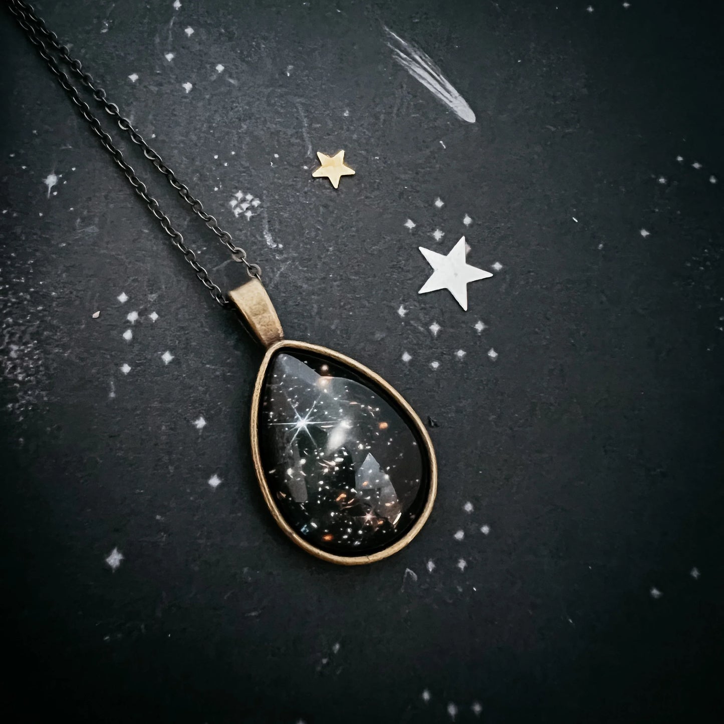 JWST Deep Field Drops in Cosmic Ocean Teardrop Necklace - minbolu -
