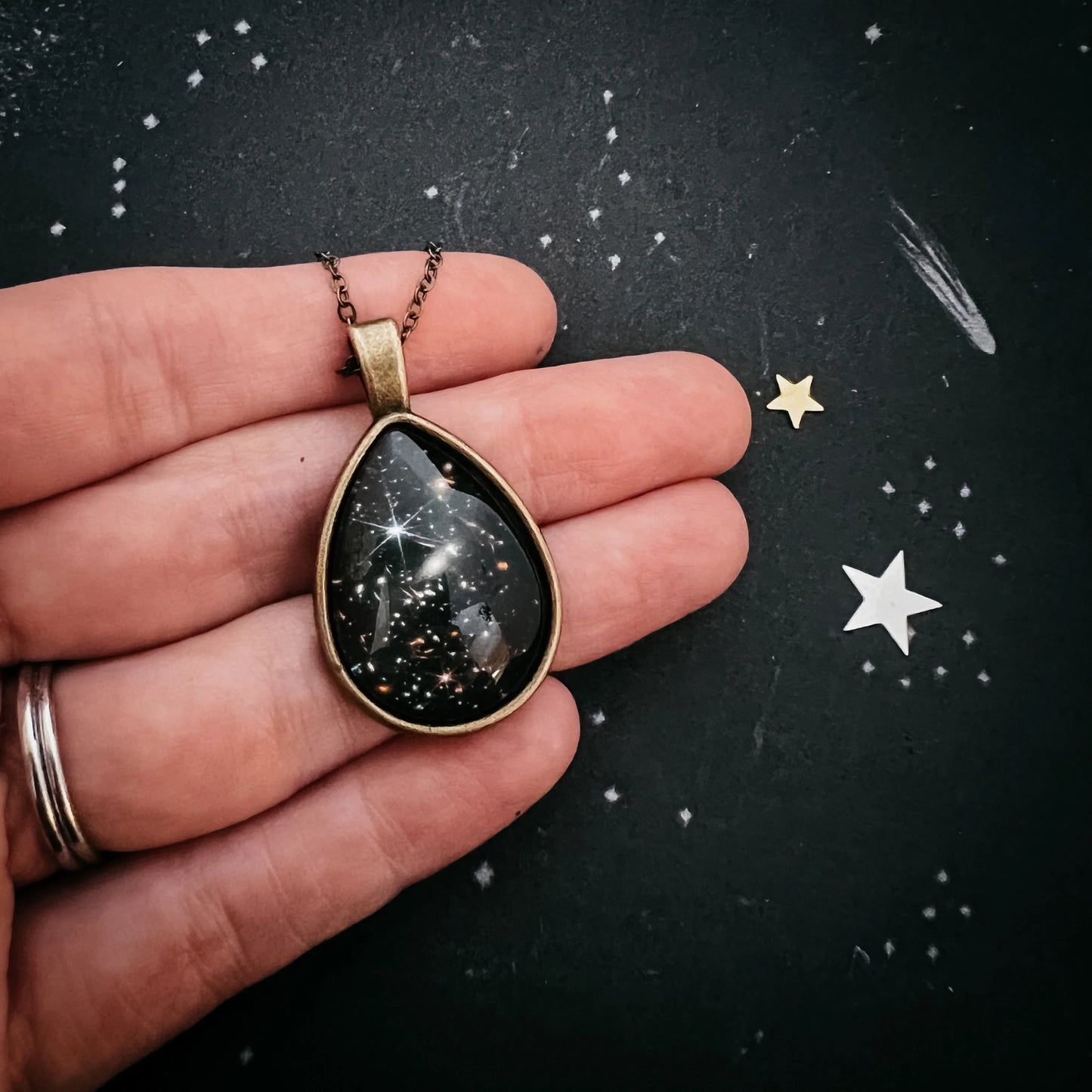 JWST Deep Field Drops in Cosmic Ocean Teardrop Necklace - minbolu -