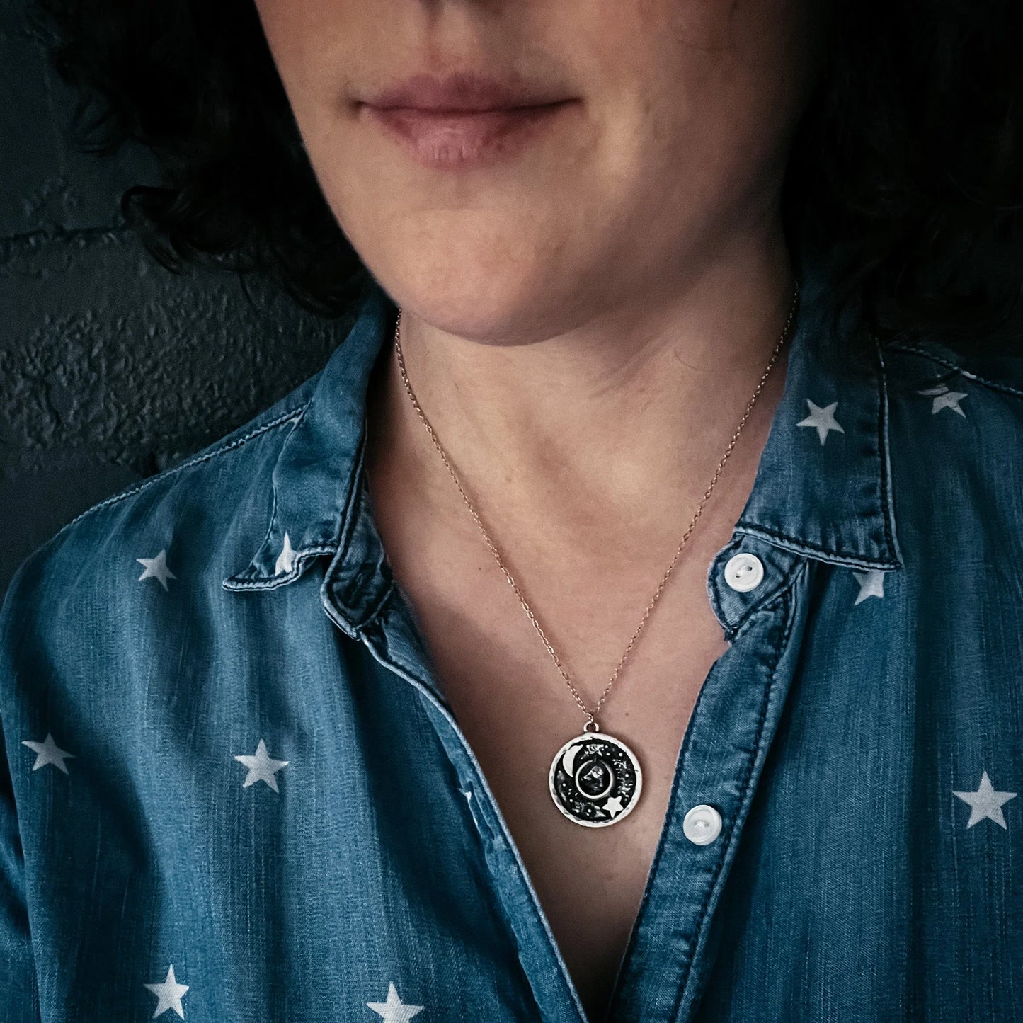 Night Sky Pendant Necklace with Authentic Meteorite - minbolu -