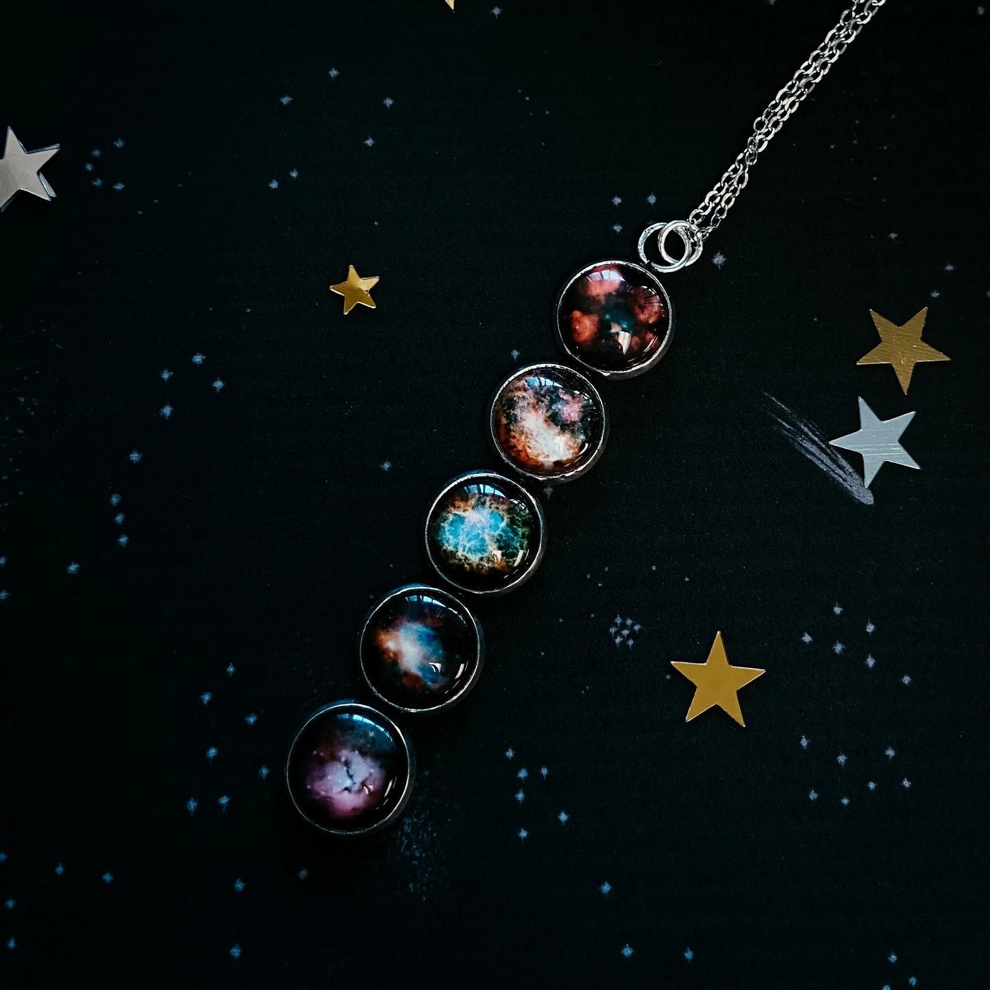 Nebula Rainbow Vertical Pendant Necklace - minbolu -