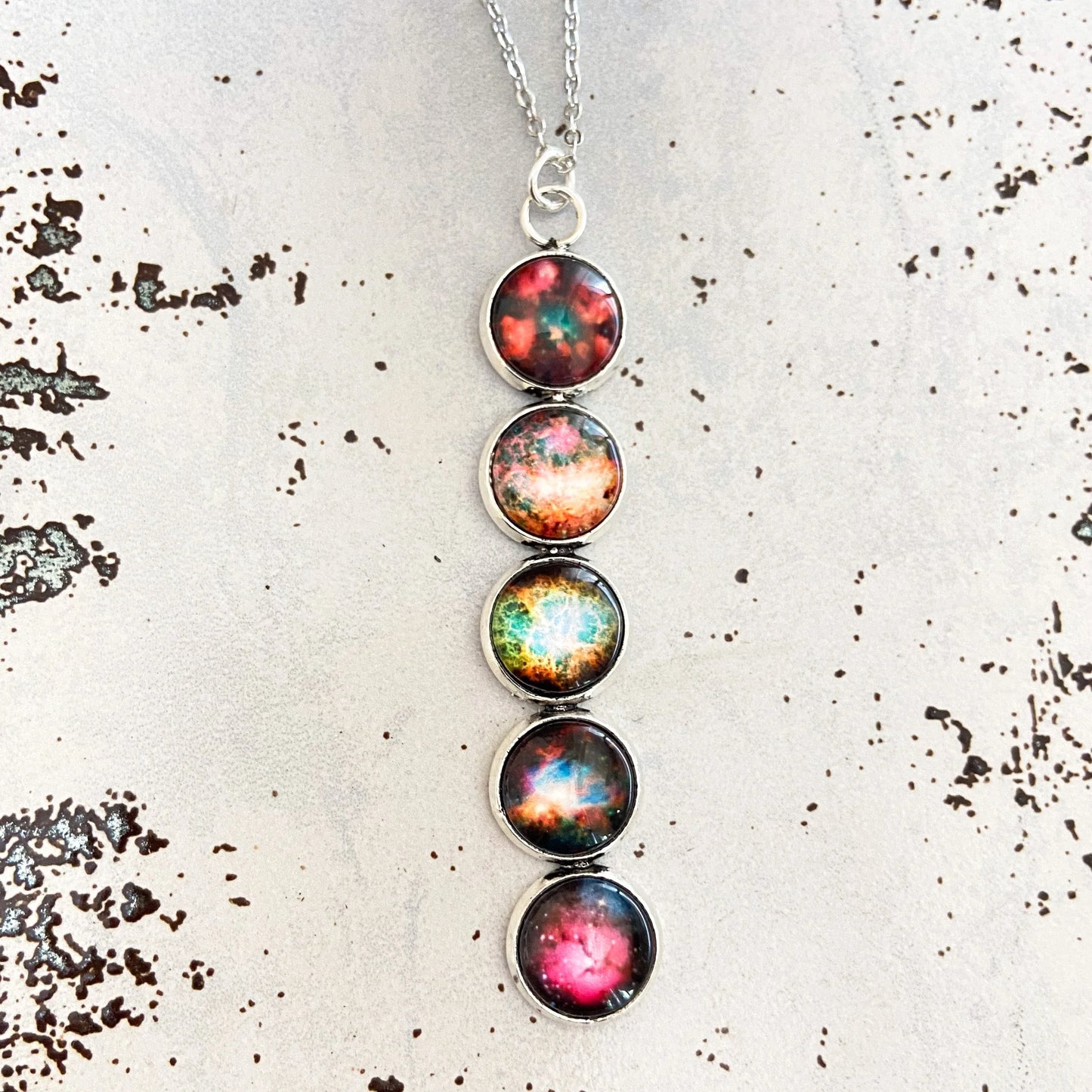 Nebula Rainbow Vertical Pendant Necklace - minbolu -