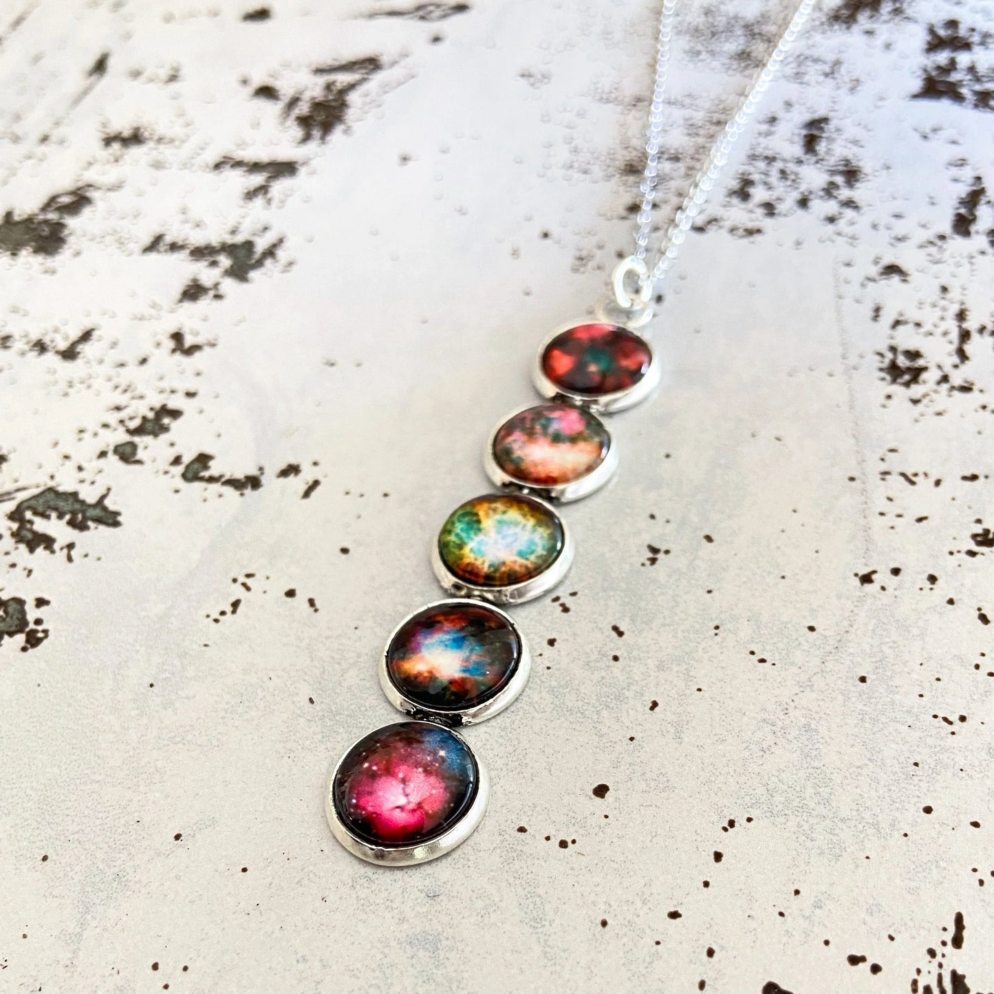 Nebula Rainbow Vertical Pendant Necklace - minbolu -