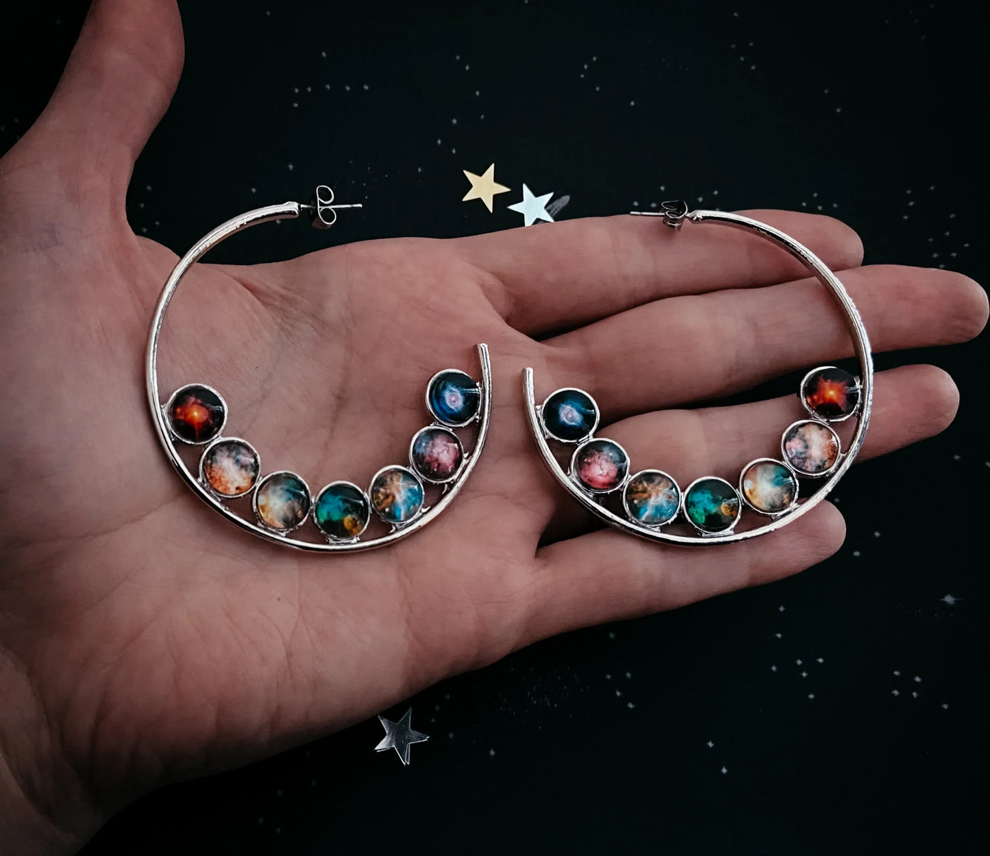 Nebula Rainbow Pride Hoop Earrings - minbolu -