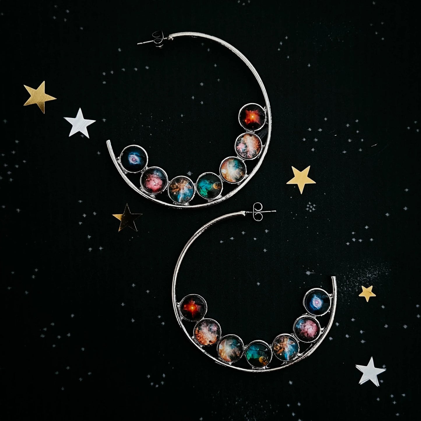 Nebula Rainbow Pride Hoop Earrings - minbolu -