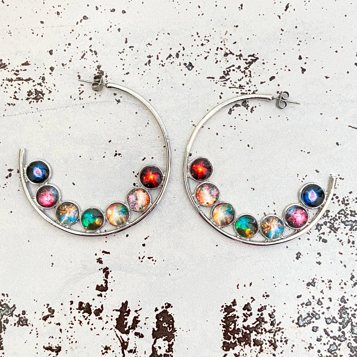 Nebula Rainbow Pride Hoop Earrings - minbolu -