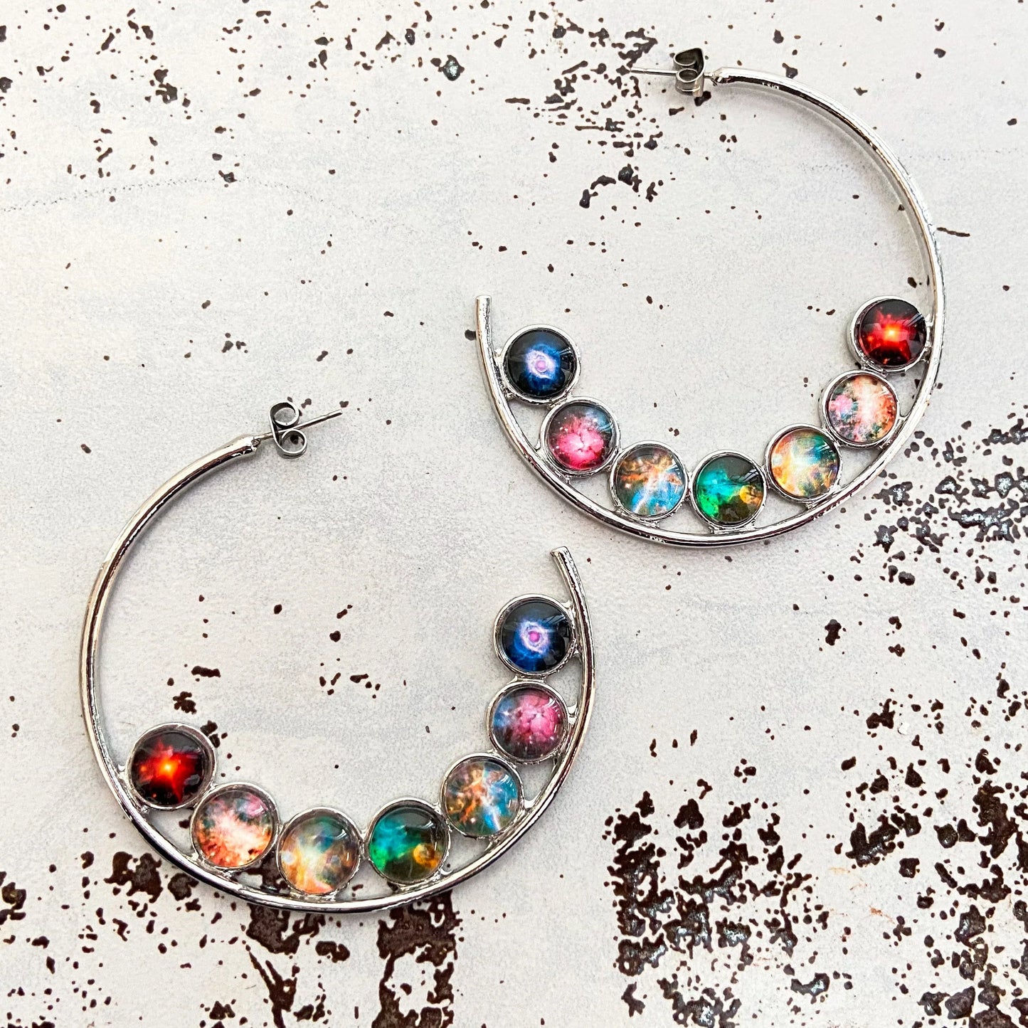 Nebula Rainbow Pride Hoop Earrings - minbolu -