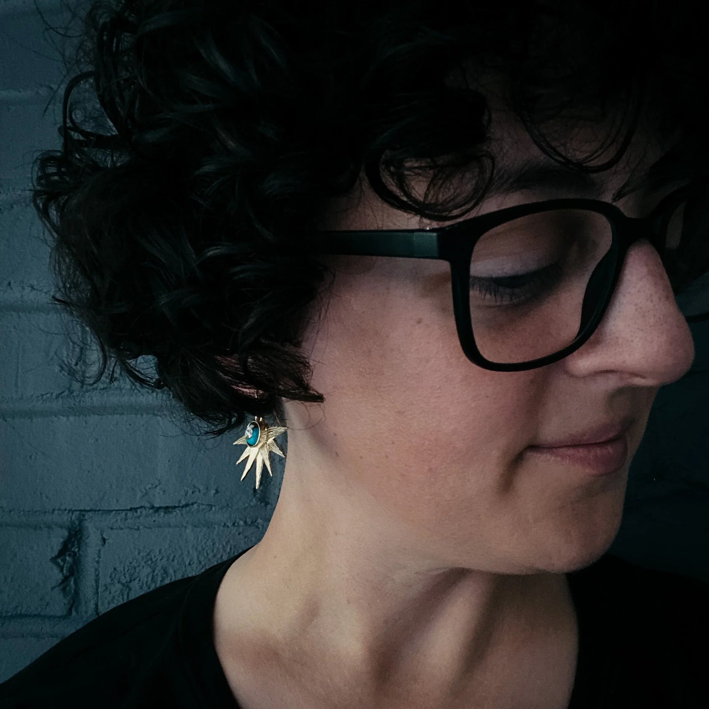 Sun Goddess Earrings with Copper Oyster Turquoise - minbolu -