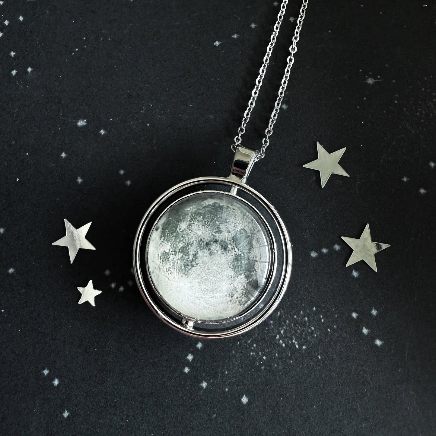Full Moon Double Sided Fidget Pendant Necklace - minbolu -
