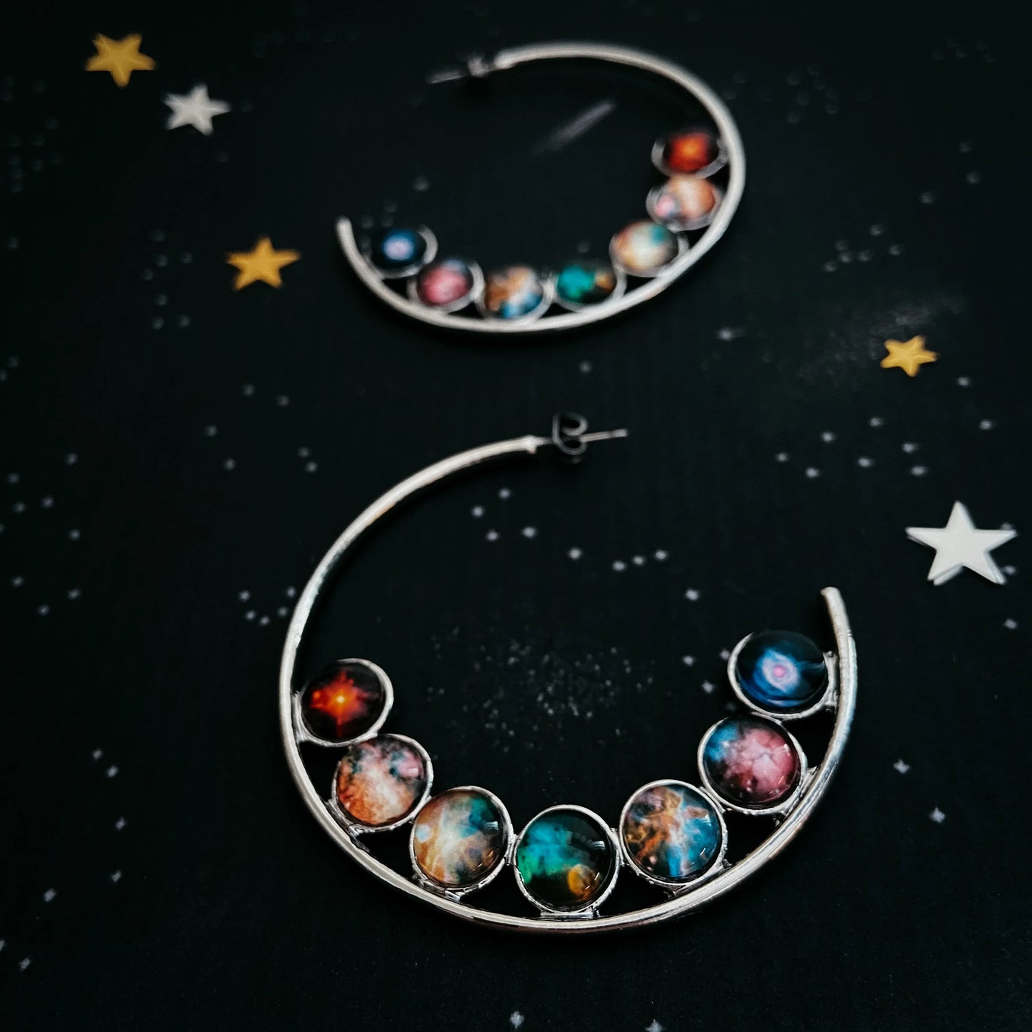Nebula Rainbow Pride Hoop Earrings - minbolu -