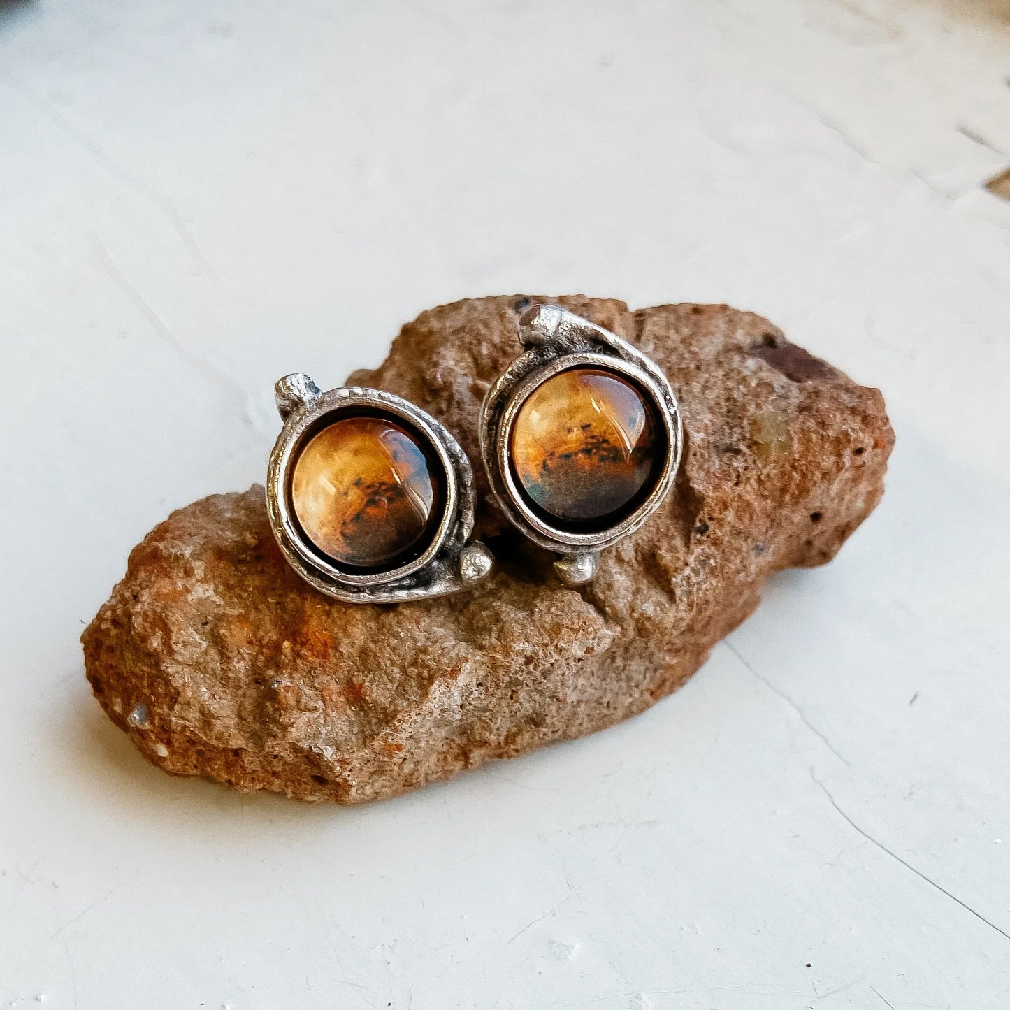 Mars and Moons Earrings - Stud or Leverback - minbolu -