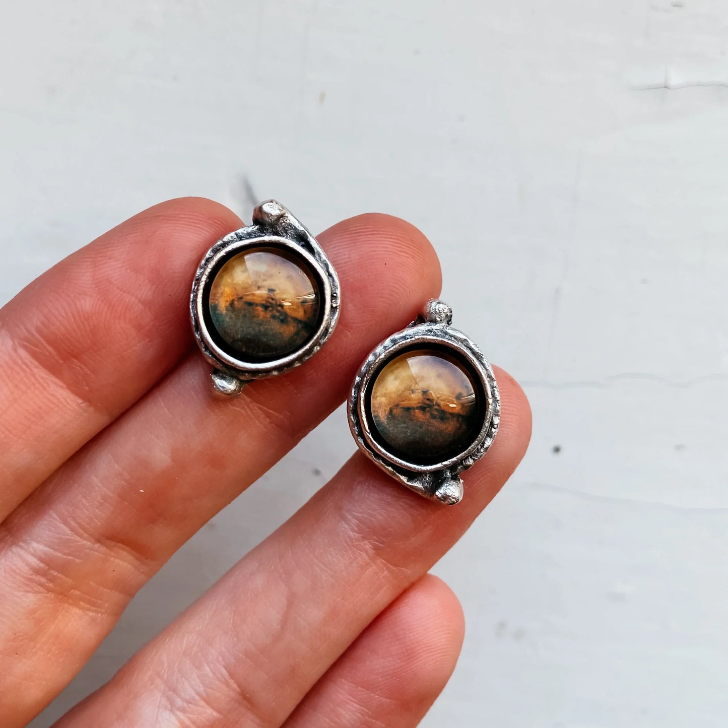 Mars and Moons Earrings - Stud or Leverback - minbolu -