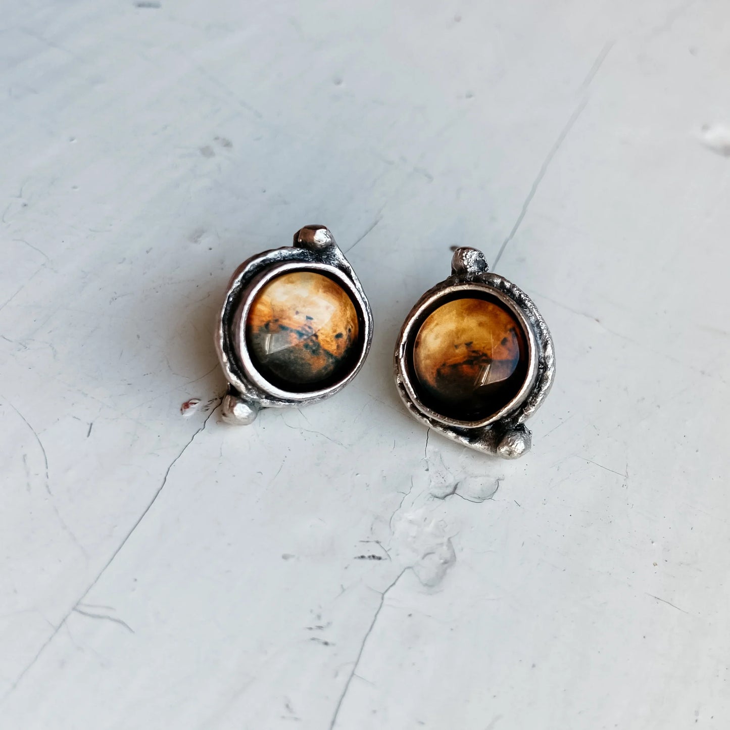 Mars and Moons Earrings - Stud or Leverback - minbolu -