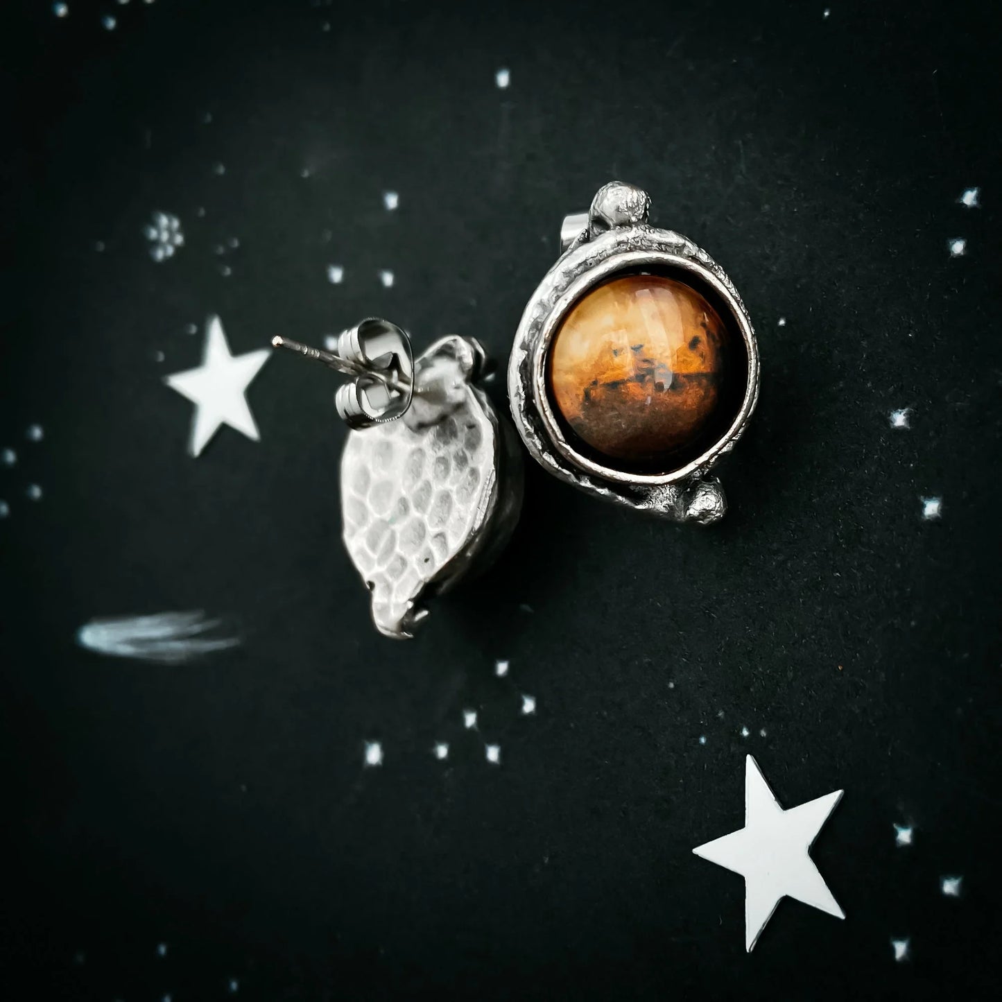 Mars and Moons Earrings - Stud or Leverback - minbolu -