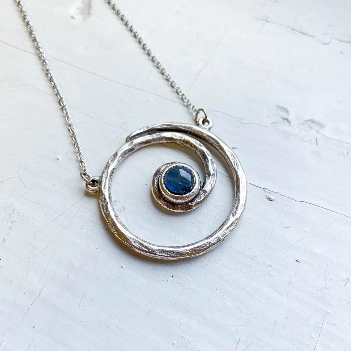 Milky Way Necklace - Spiral Silver Pendant with Labradorite - minbolu -