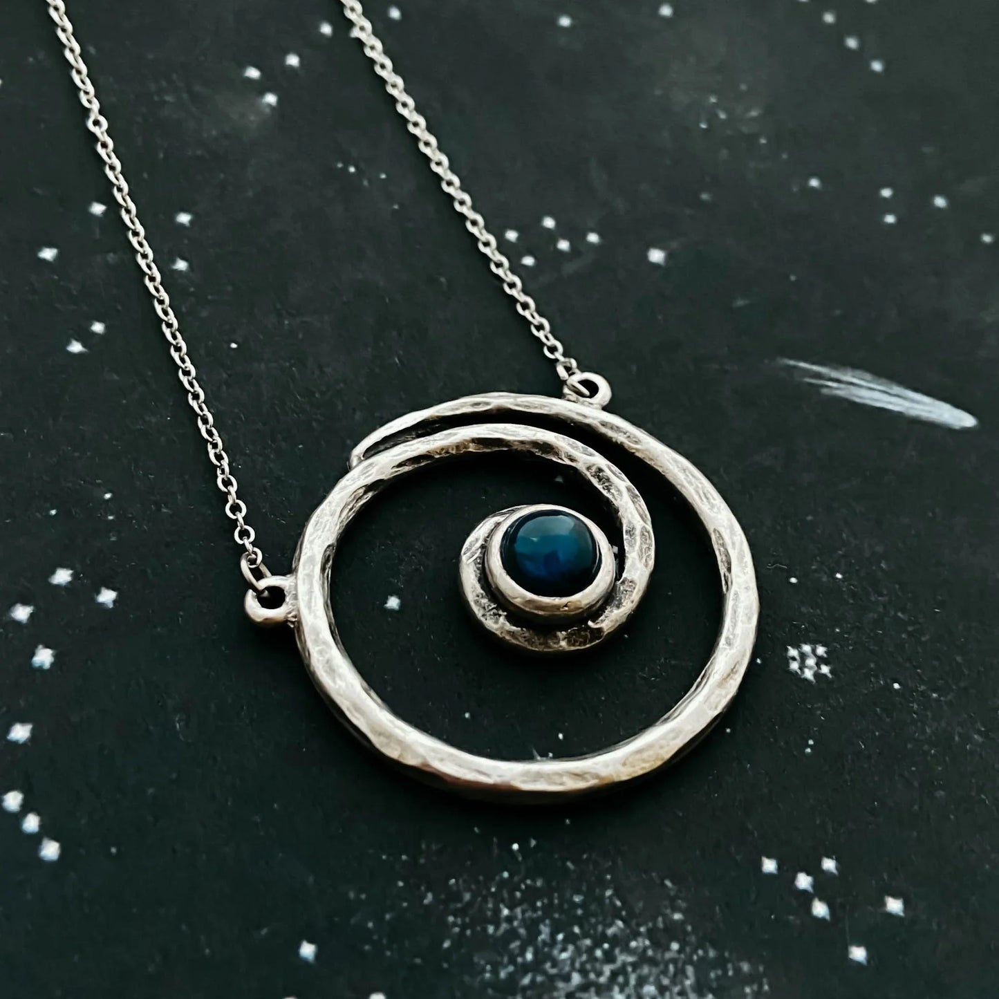Milky Way Necklace - Spiral Silver Pendant with Labradorite - minbolu -
