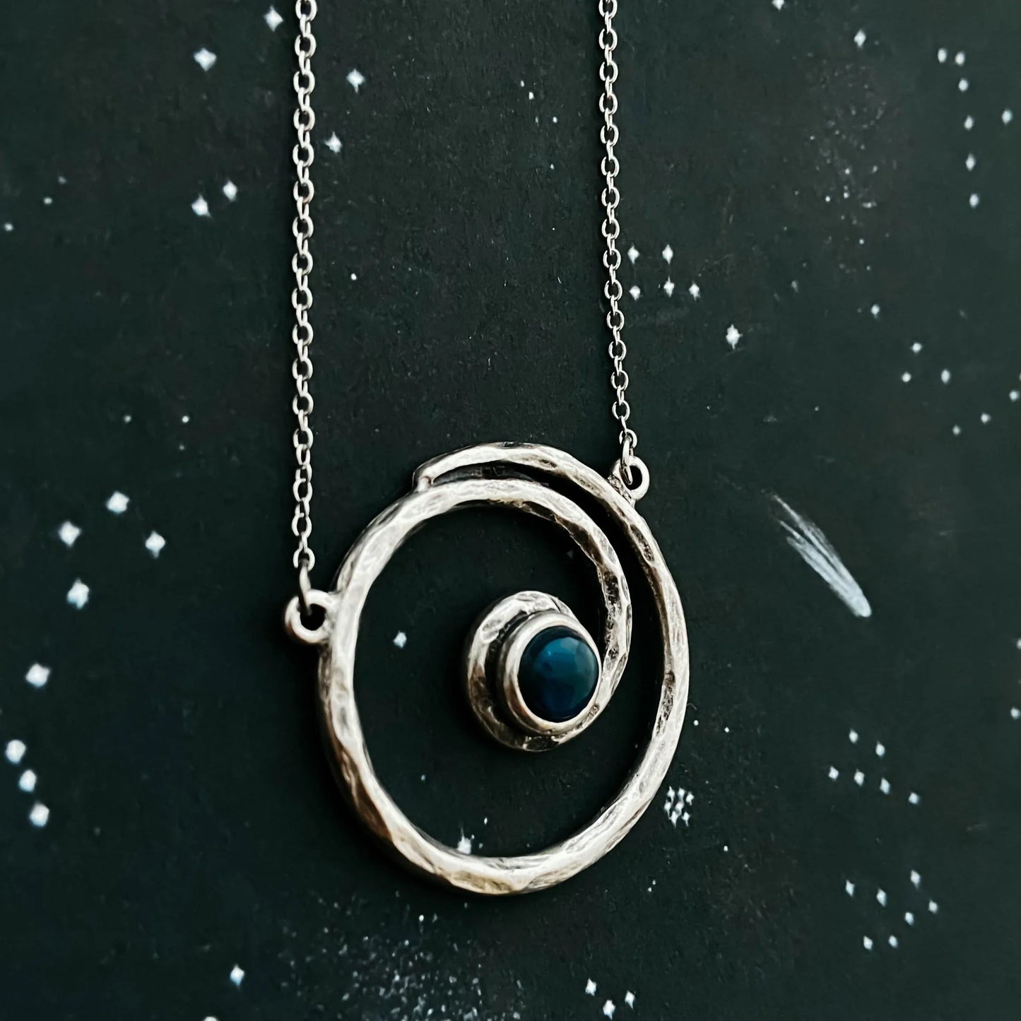 Milky Way Necklace - Spiral Silver Pendant with Labradorite - minbolu -