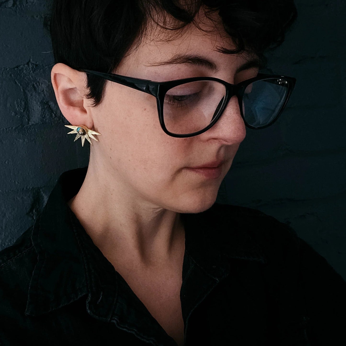 Sun Goddess Earrings with Copper Oyster Turquoise - minbolu -