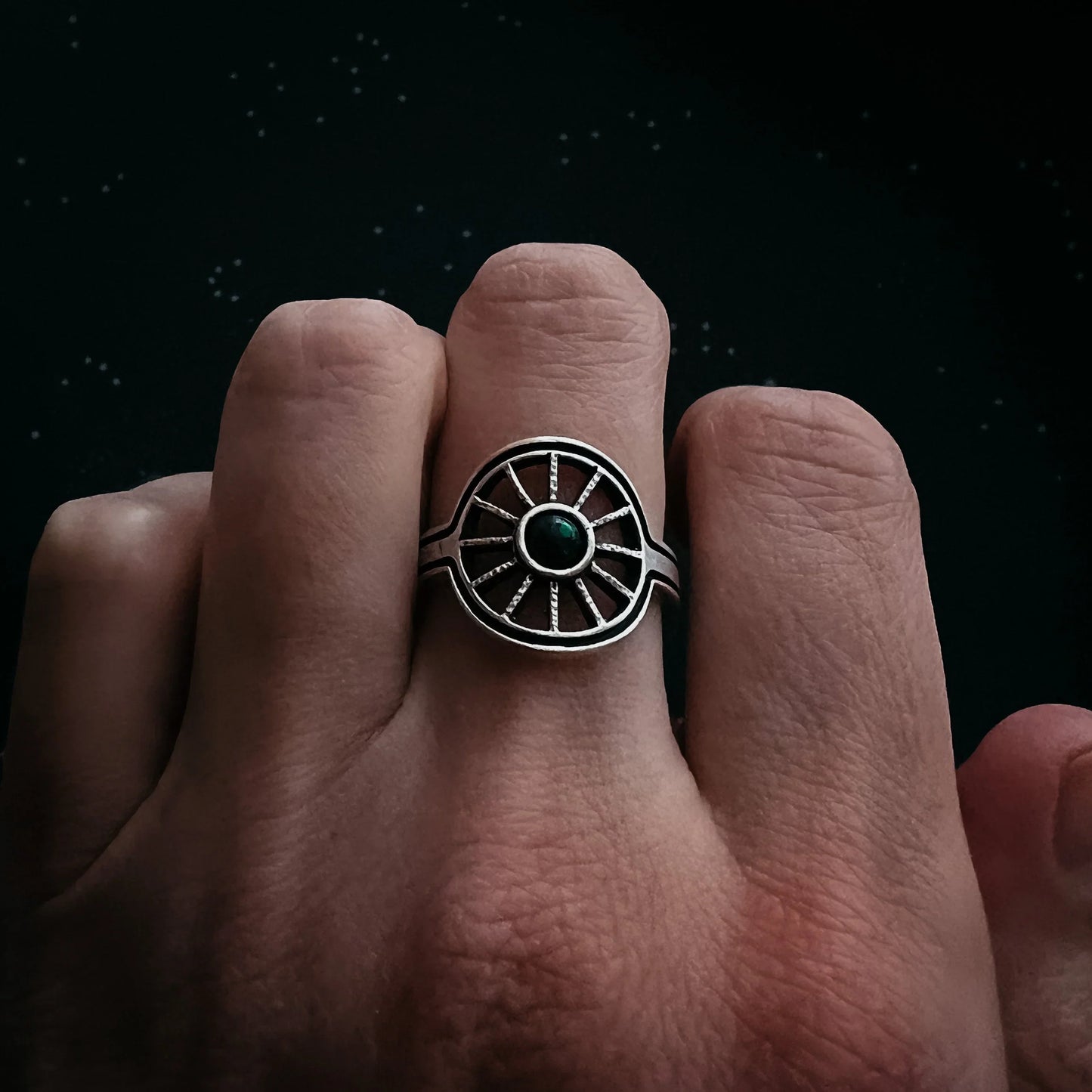 Midnight Sun Ring with Black Opal - minbolu -