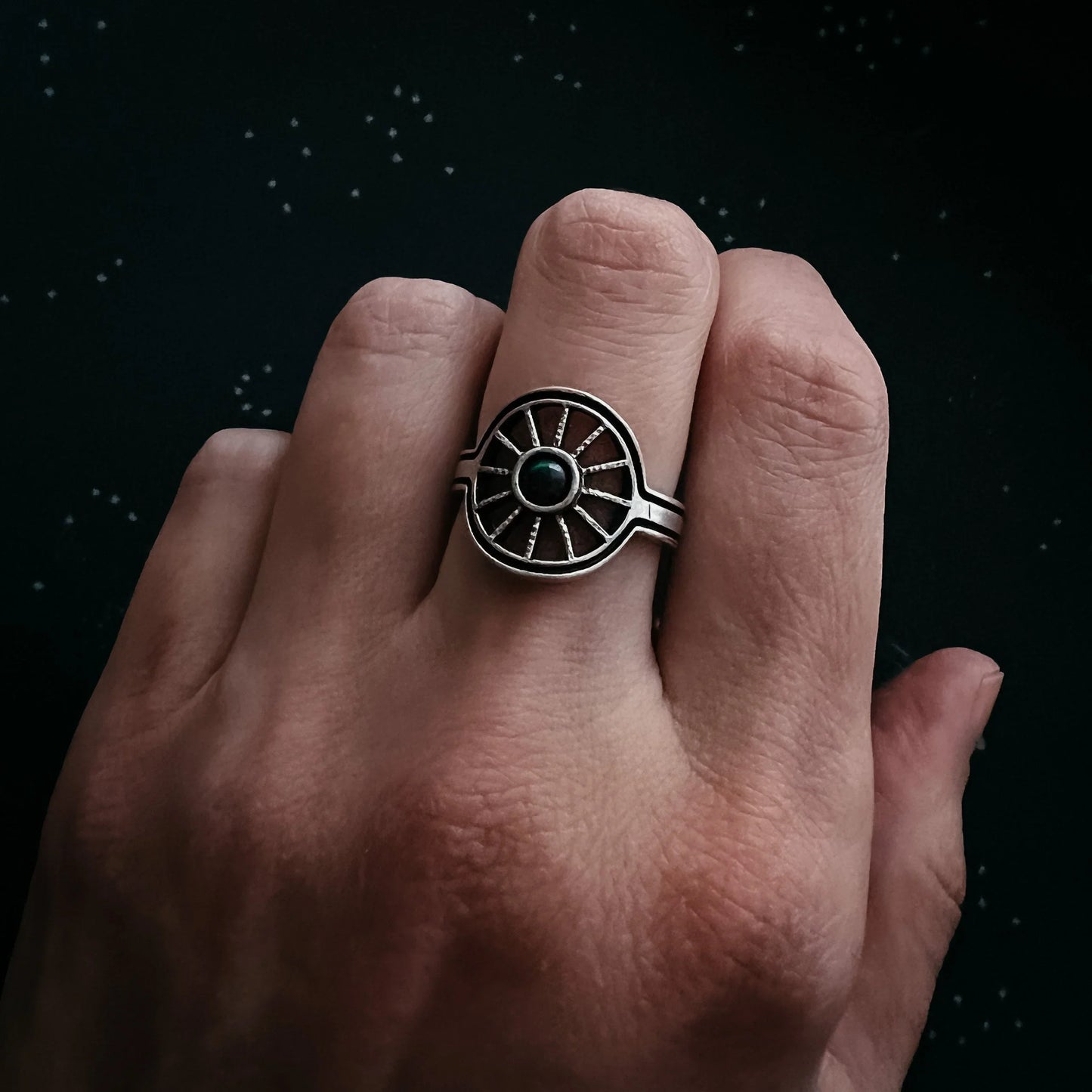 Midnight Sun Ring with Black Opal - minbolu -