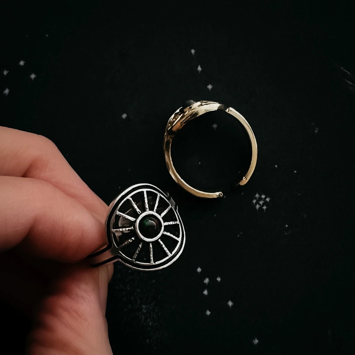 Midnight Sun Ring with Black Opal - minbolu -