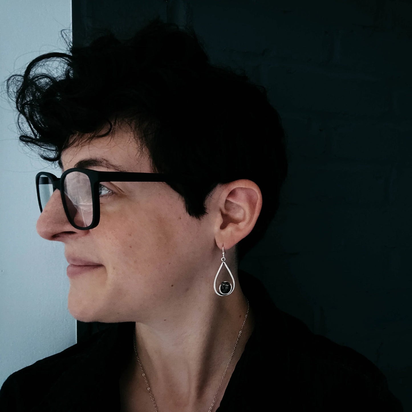 Teardrop Earrings with Raw Meteorite - minbolu -