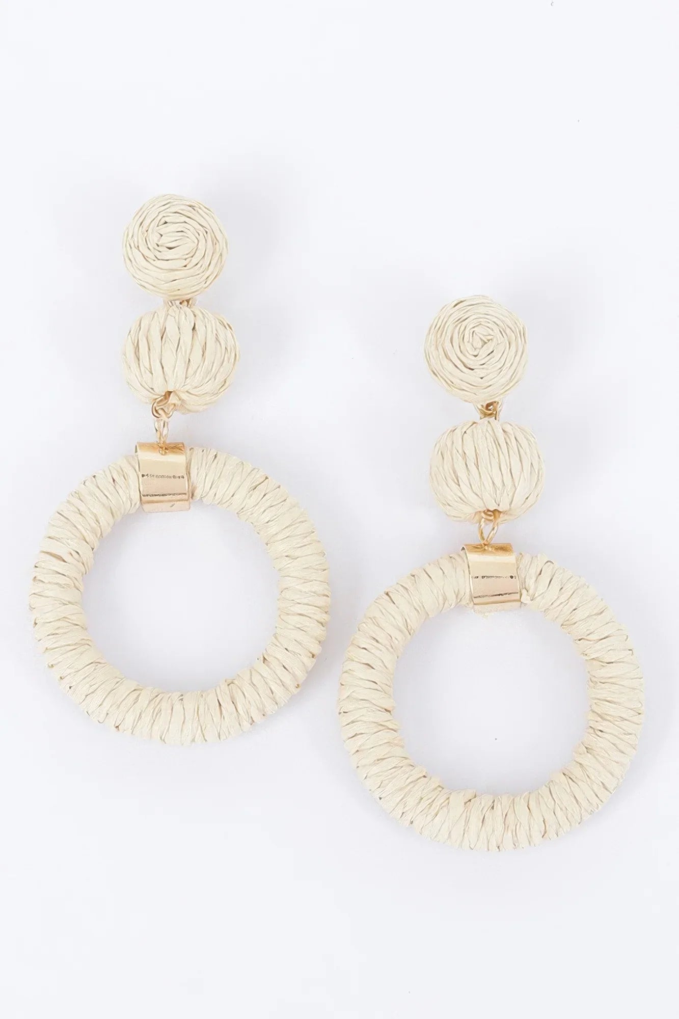 Round Faux Straw Earring - minbolu -