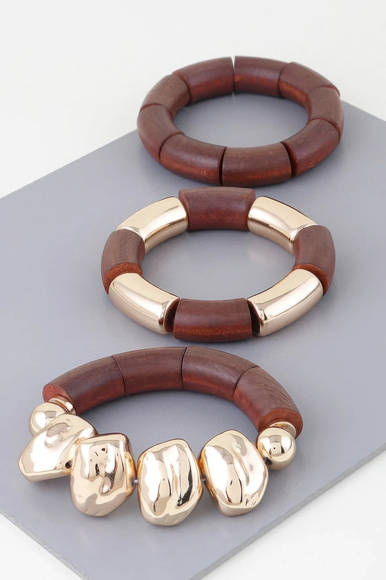 Multi Stone Wood Bracelet - minbolu -