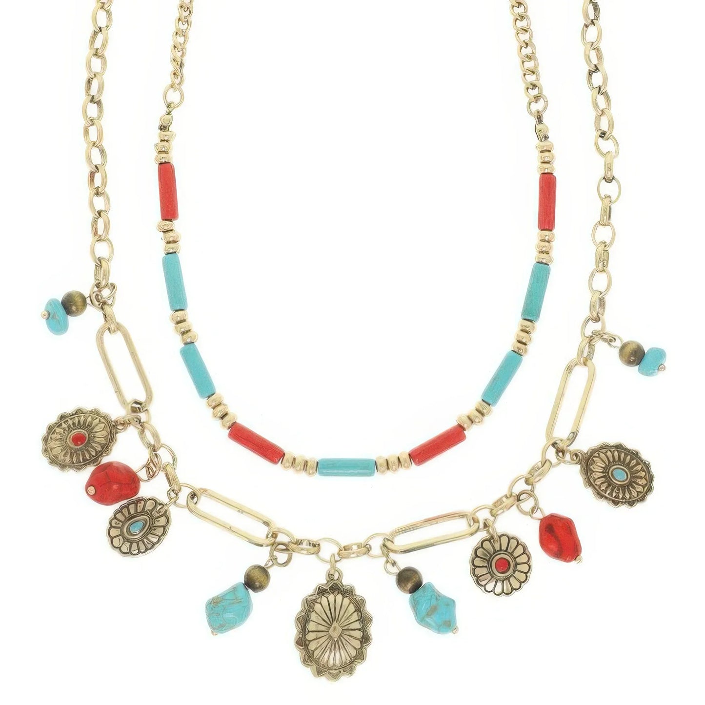 Western Theme Turquoise Necklace Set - minbolu -