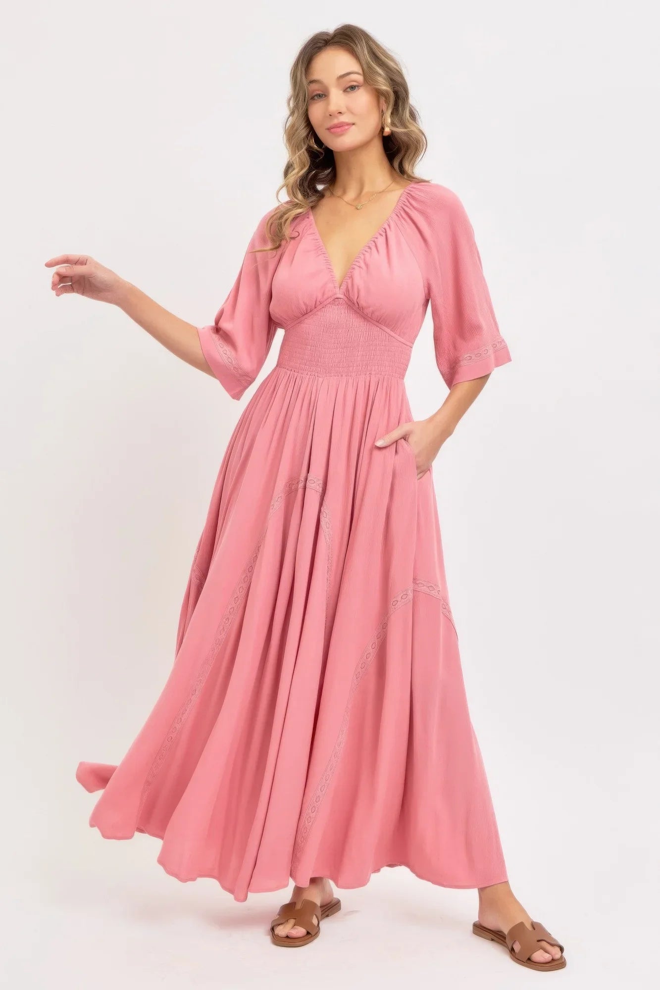 Romantic Flowy Maxi Dress - minbolu -