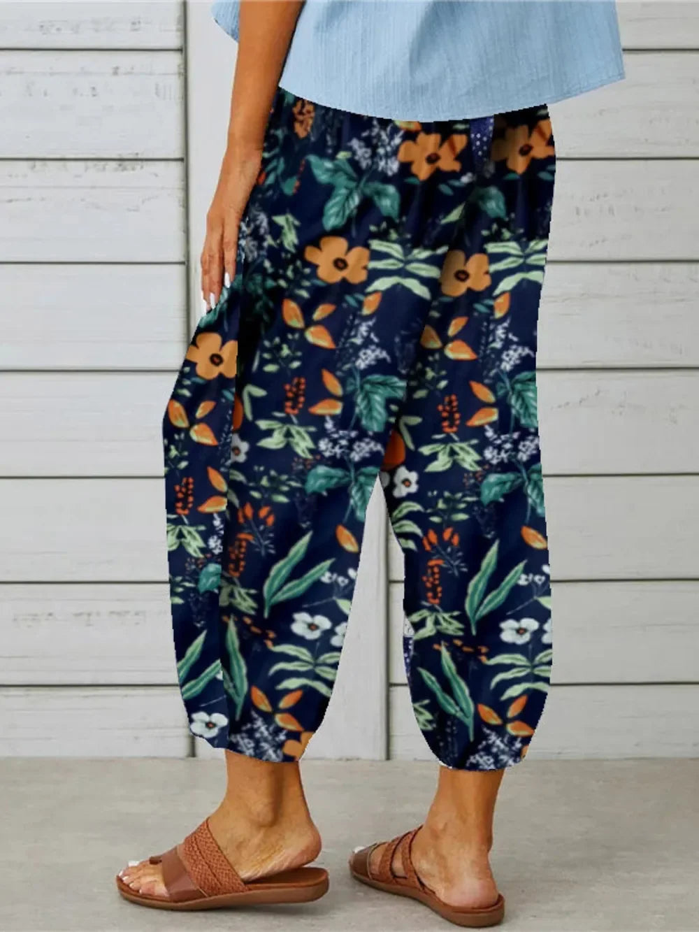 Printed Tied Cropped Pants - minbolu -