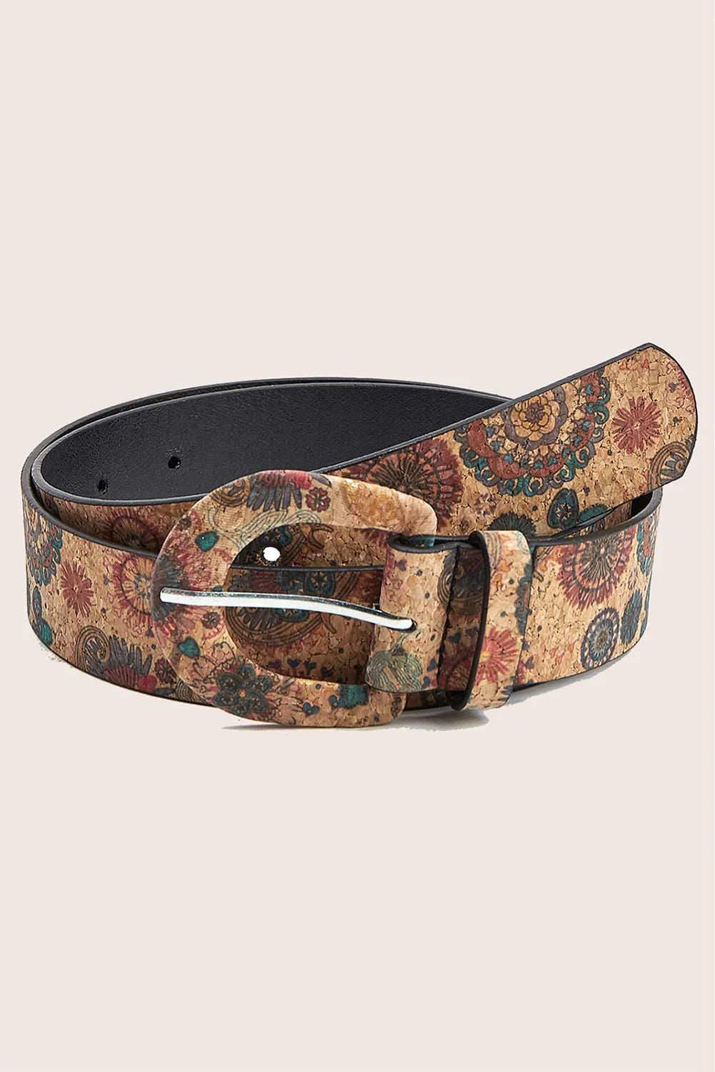 Cinnamon Vintage Floral Buckle Waist Belt - Adjustable PU Leather Fashion Accessory - minbolu -