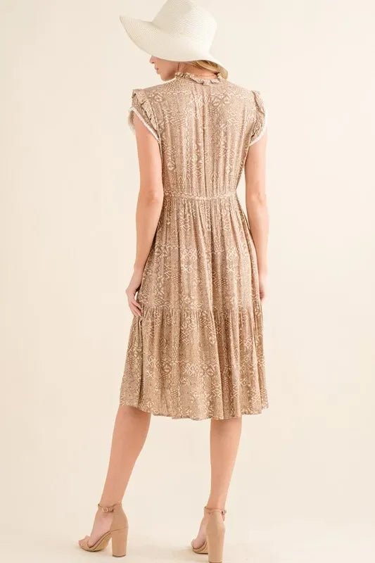And The Why Boho Printed Tiered Maxi Dress - minbolu