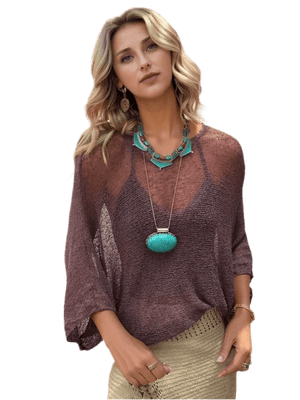 Basic Style Long Sleeve Cover-Up - minbolu -