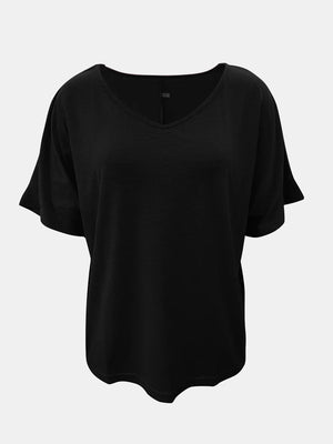 Basic Style Scoop Neck Tee - minbolu -