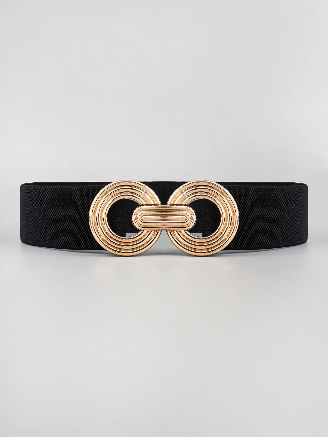 Geometric Buckle Wide Belt - Trendy Elastic Accessory - minbolu -