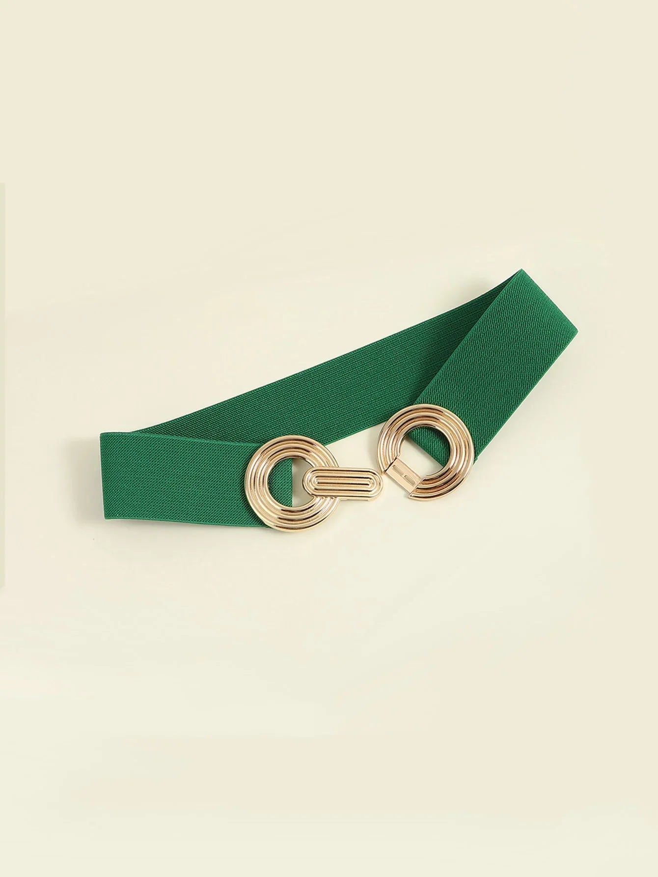 Geometric Buckle Wide Belt - Trendy Elastic Accessory - minbolu -