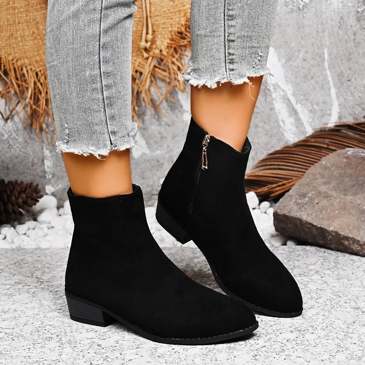 Block Heels Chelsea Boots - minbolu