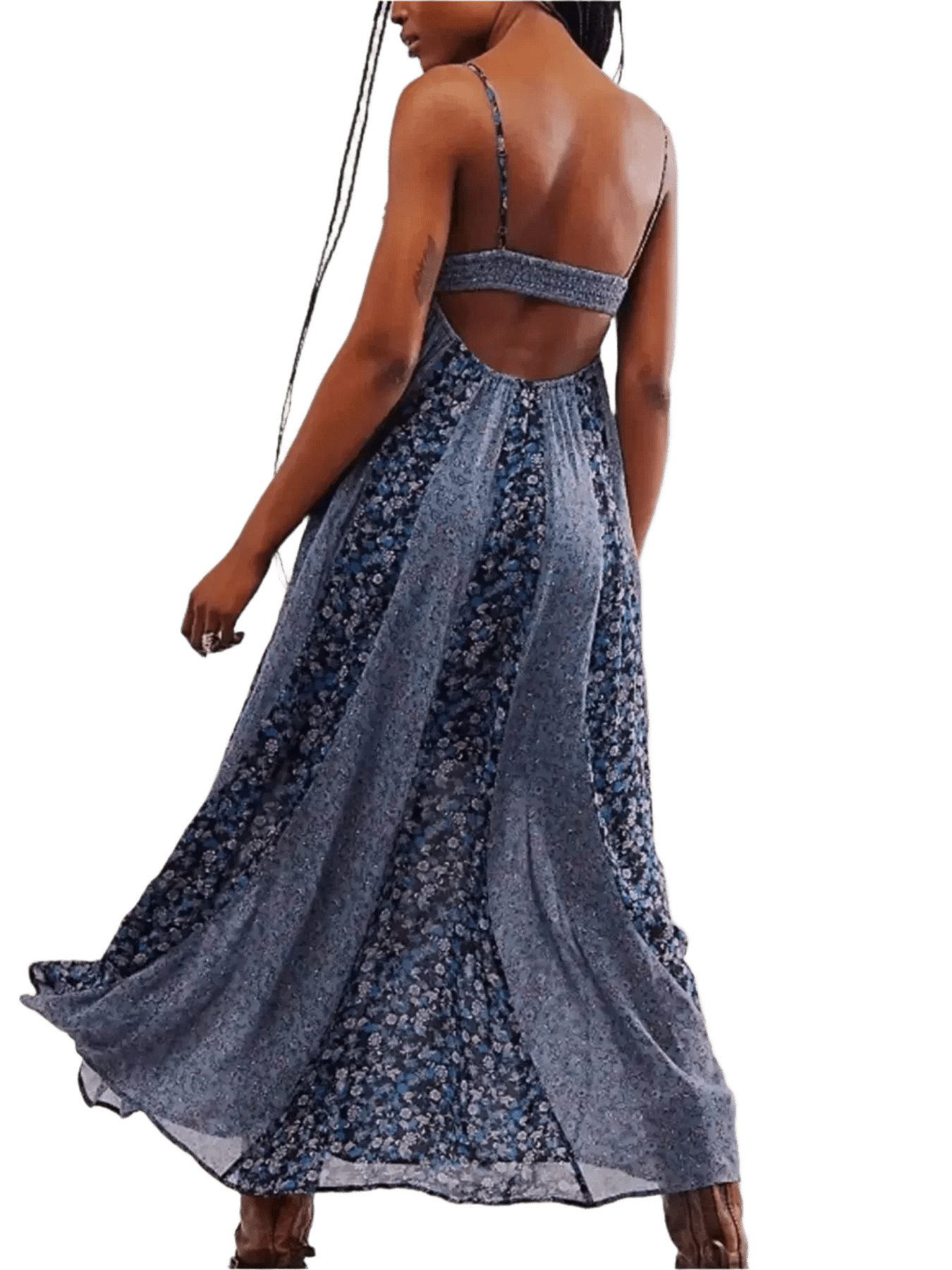 Bloom & Breeze Floral V-Neck Maxi Cami Dress - minbolu -
