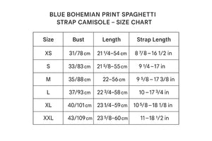 Blue Bohemian Print Spaghetti Strap Camisole - Loose Fit Tank Top - minbolu -