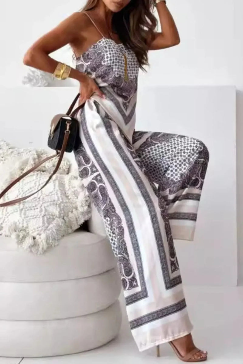 Printed Cami and Wide Leg Pants Set - minbolu -