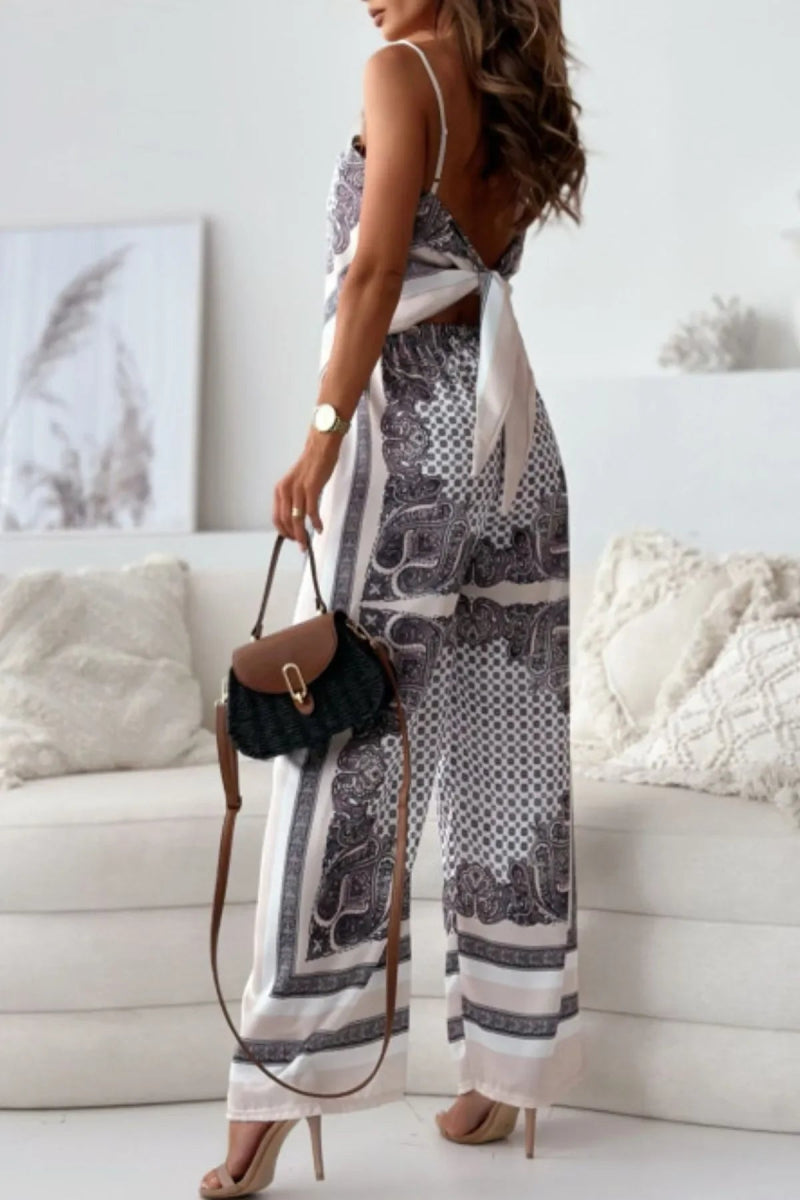 Printed Cami and Wide Leg Pants Set - minbolu -