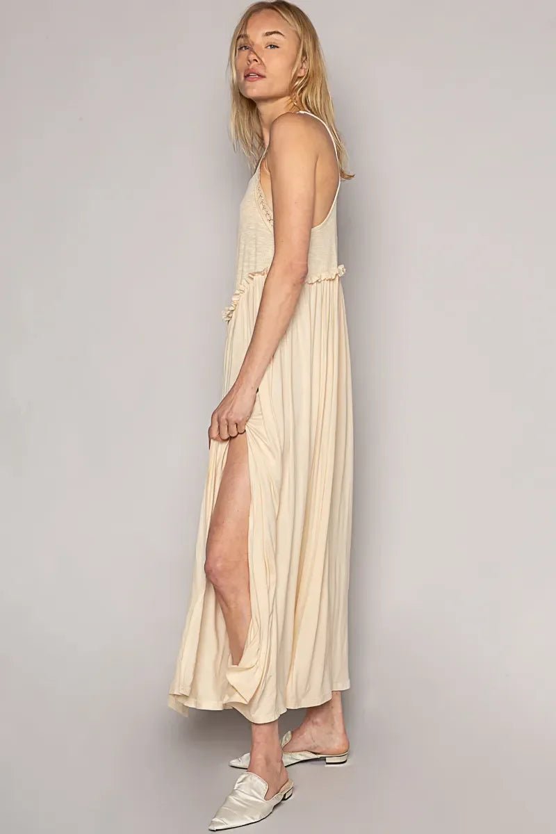 Bohemian Maxi Dress with Side Slit - minbolu -