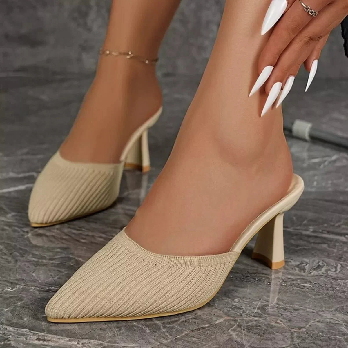 Point Toe Block Heels Sandals - minbolu -