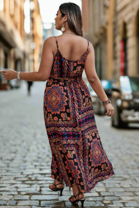 Boho Cami Maxi Dress - Plus Size Floral Long Dress - minbolu -